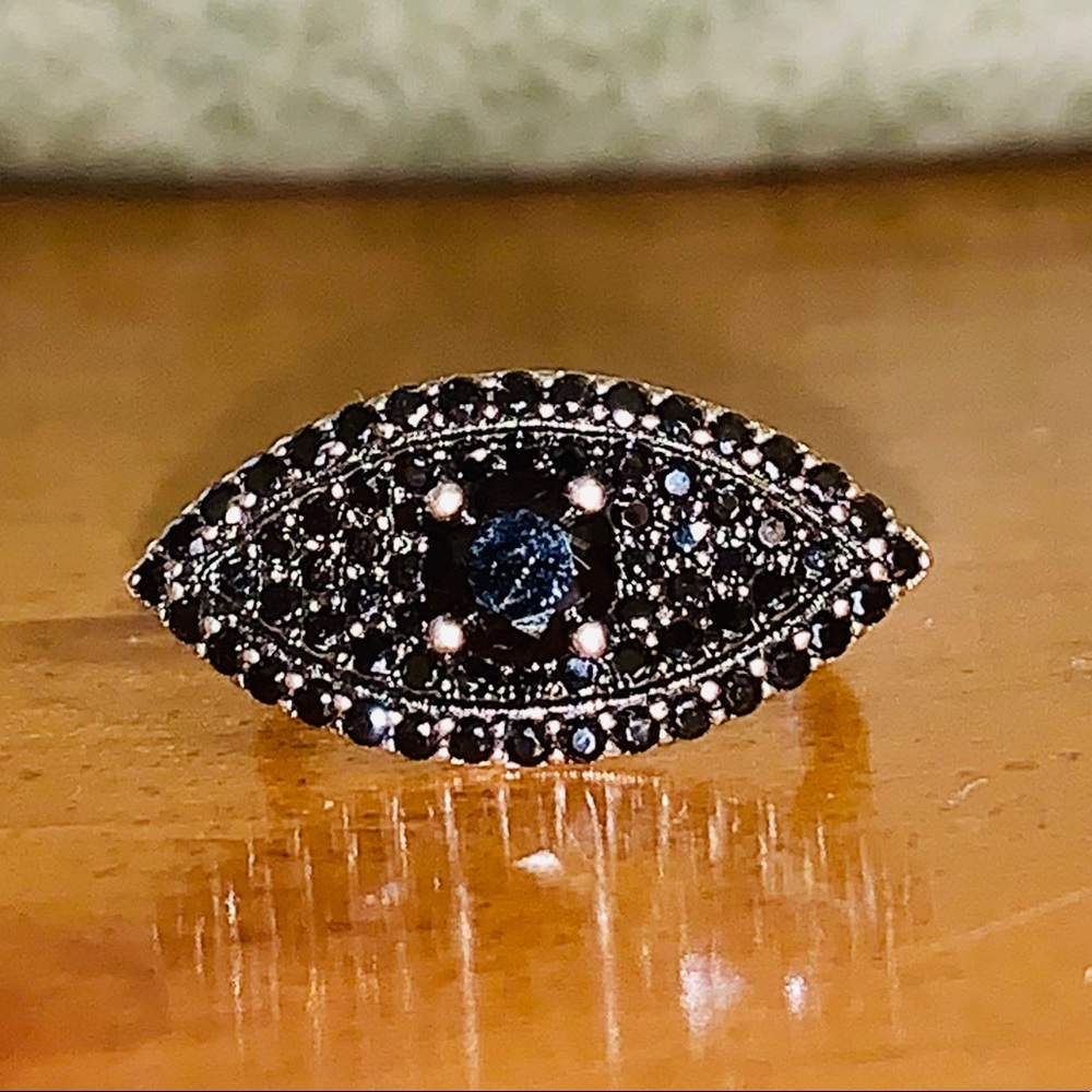 Black Spinel Evil Eye Ring